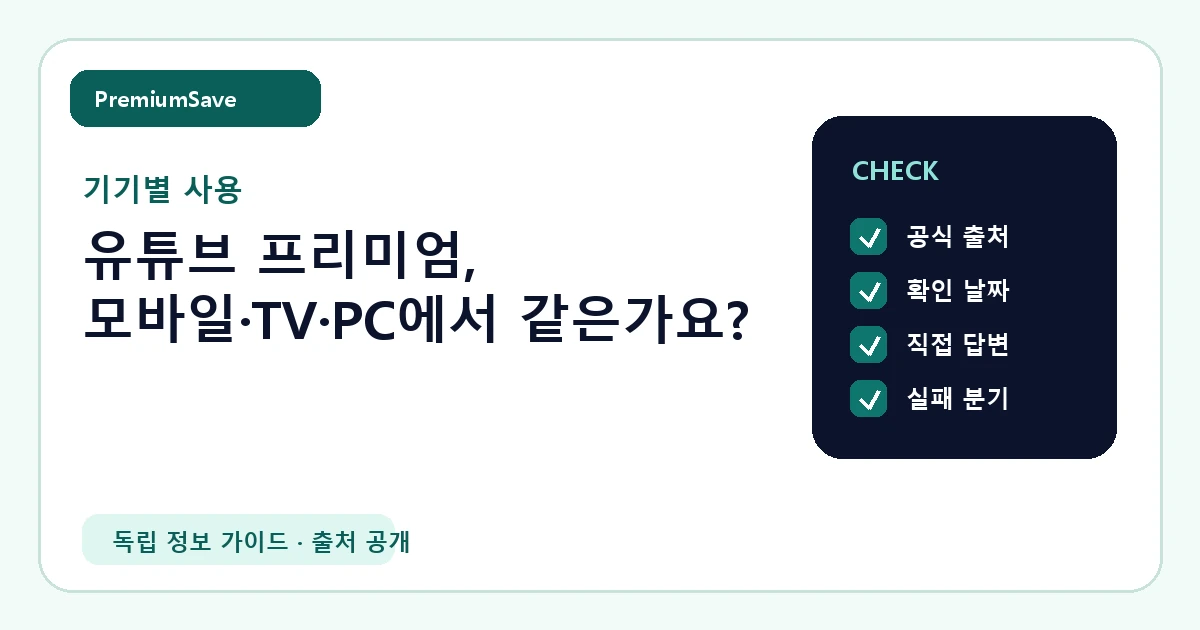 유튜브 프리미엄, 모바일·TV·PC에서 같은가요? 안내 이미지